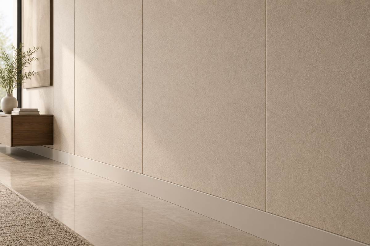 LUBAD acoustic felt panel wall behind TV in living room