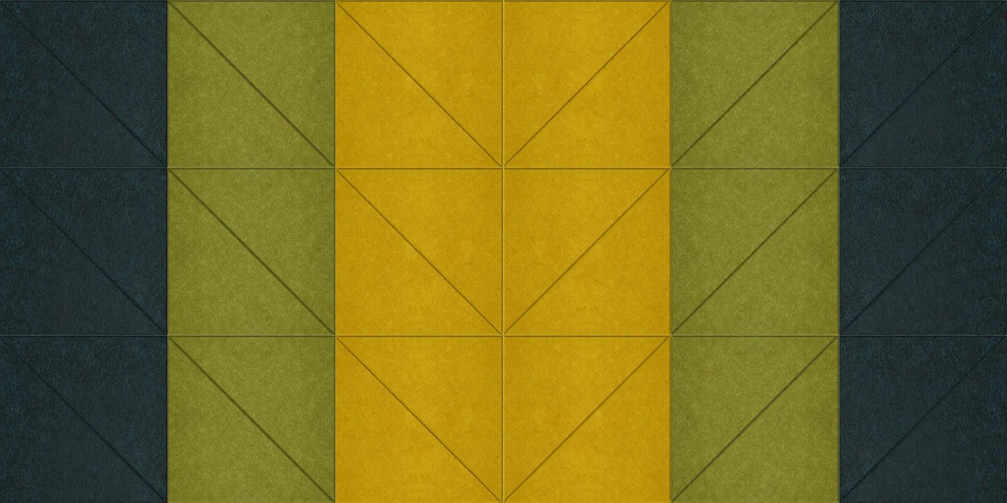 Banana Leaf Acoustic Wall Panels combination of yellow, green, and navy colors