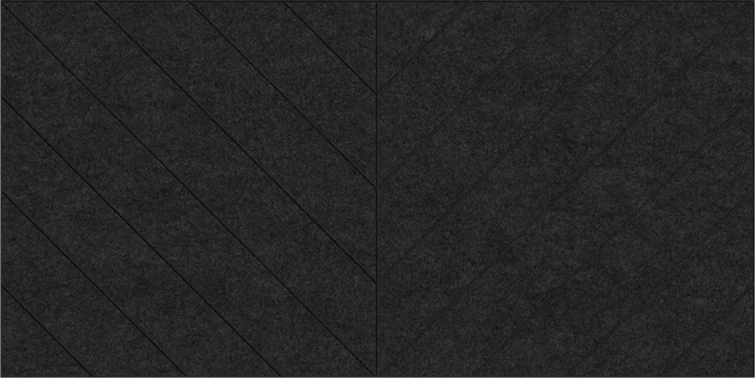 A Black Chevron pattern noise-absorbing panels.