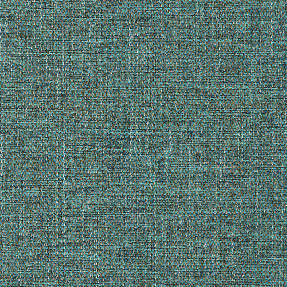 A close-up of a woven fabric texture in a muted teal color with subtle grey and black threads.
