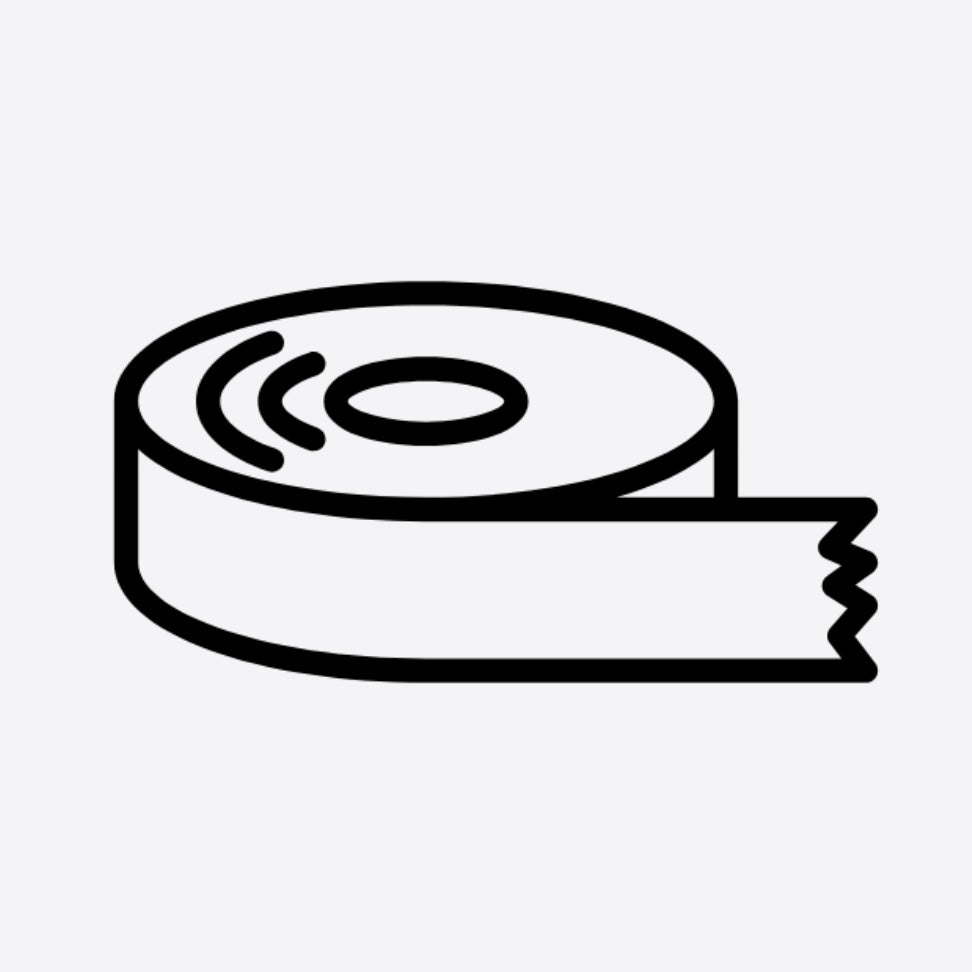 A black and white icon representing a roll of adhesive tape, typically used to signify installation or mounting services.