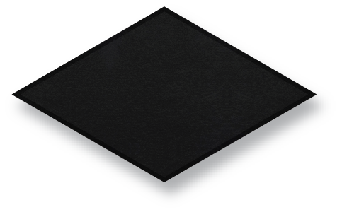 A black, rhombus-shaped, modular building block toy