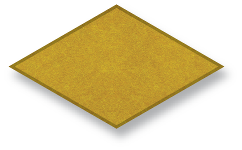 A gold, rhombus-shaped, modular building block toy