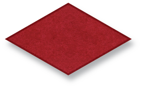 A red, rhombus-shaped, modular building block toy