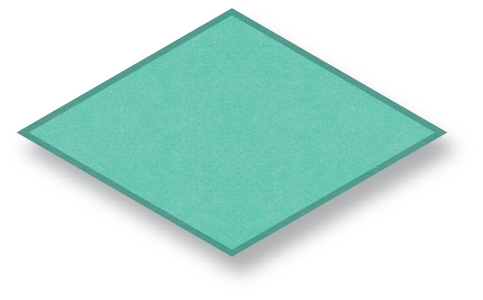A turquoise, rhombus-shaped, modular building block toy