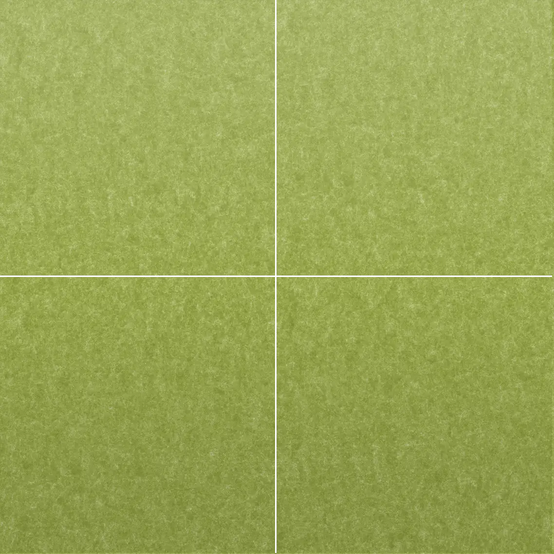 A square swatch showing a textured sage green material divided by thin white lines into four equal quadrants.