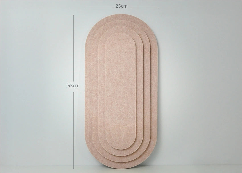 A Topo' 3D panels on the wall with 25cm * 55 cm, A white background.