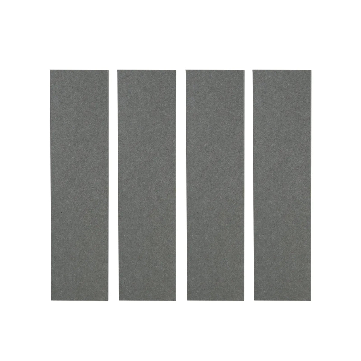 Four rectangular gray textured panels arranged vertically side by side on a plain white background.