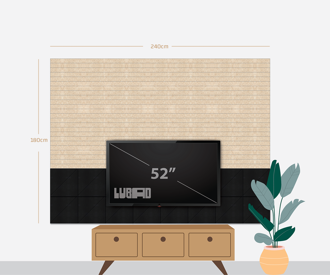 Black Line TV Wall Acoustic Panels