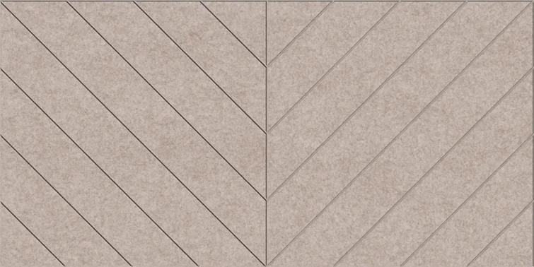 A beige Chevron pattern noise-absorbing panels.