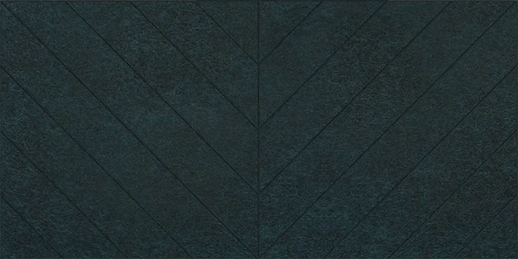 A forest green Chevron pattern noise-absorbing panels.