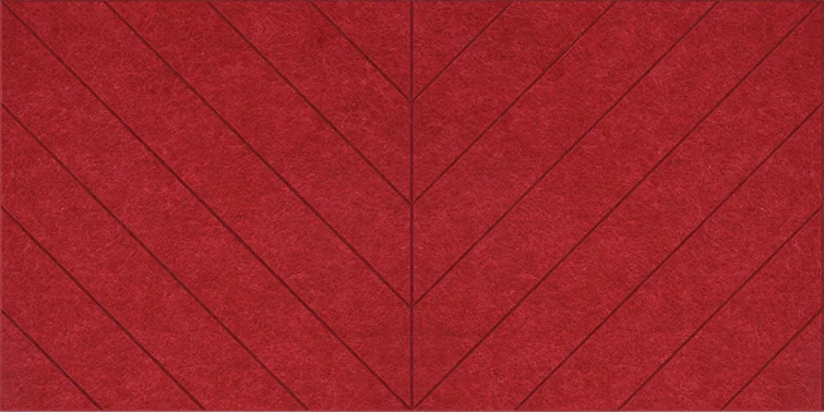 A red Chevron pattern noise-absorbing panels.