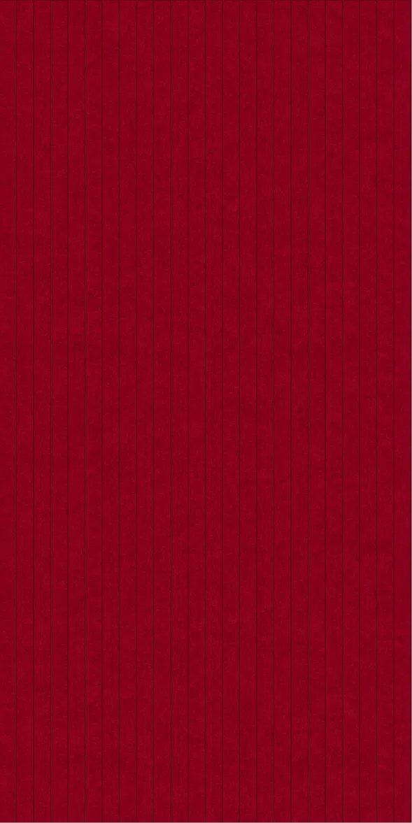 A close-up of a deep red textured fabric with fine vertical ribbed stripes.