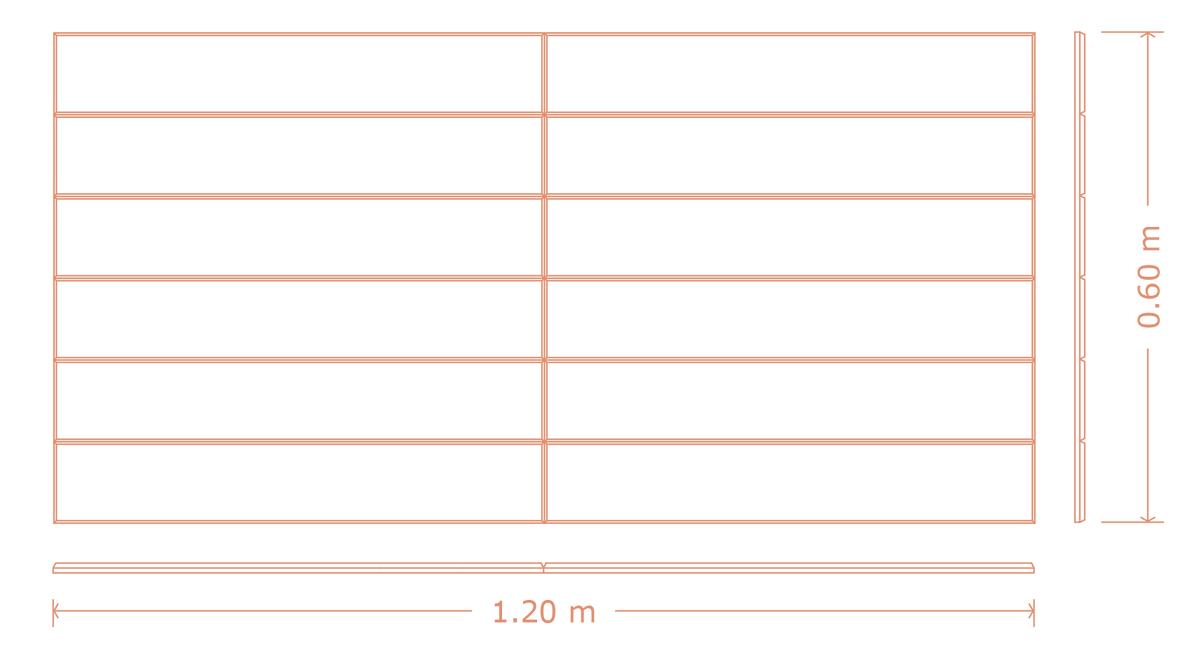 Measurement chart with grid lines and dimensions on a white background