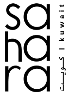 Black text logo reading 'sahara' vertically, with 'i kuwait' in smaller vertical text along the right side, on a white background.
