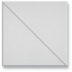 A white square acoustic panel with a single diagonal crease, indicating a scored square shape.