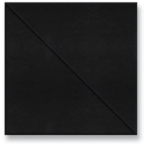 A black square acoustic panel with a single diagonal crease, indicating a scored square shape.