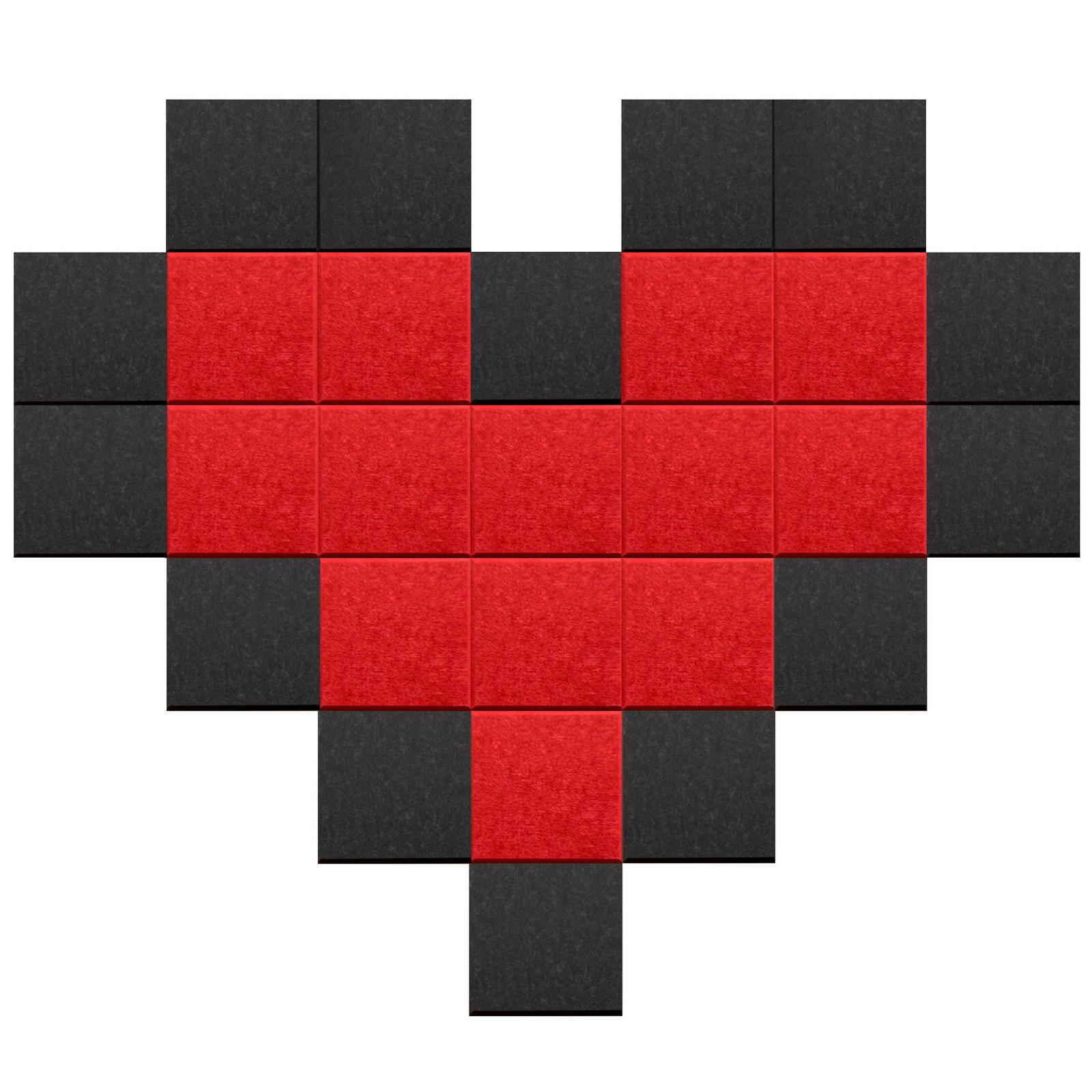 Pixel heart featuring a red and black Space heart shape in a pixelated style, displayed on a white background.